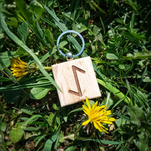 БРЕЛОК ДЕРЕВ'ЯНИЙ КВАДРАТНИЙ РУНА ЕЙВАЗ (KEY RING WOODEN SQUARE RUNA EYVAZ)